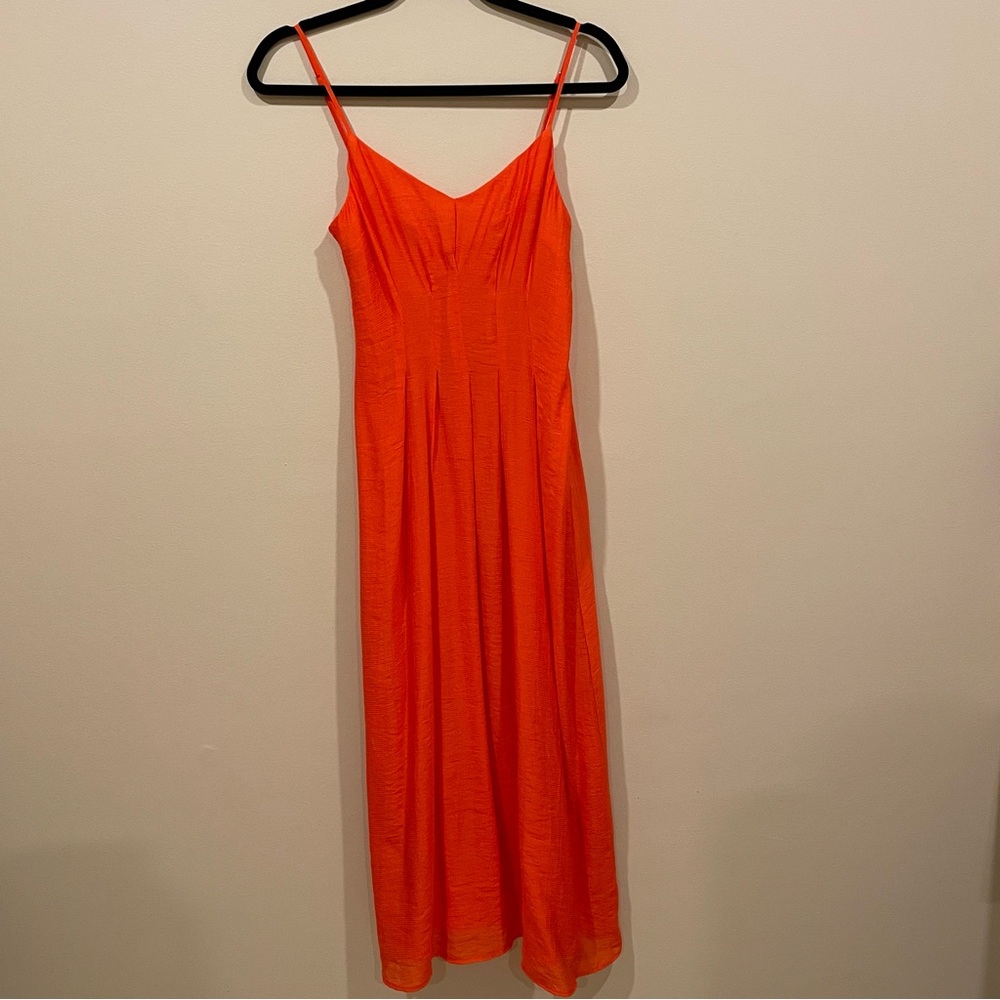 Mango Bright Orange Midi Slip Dress